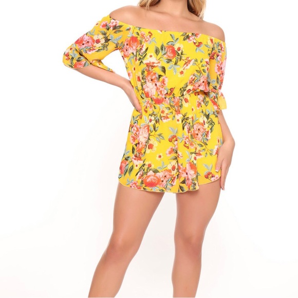 Yellow Floral Romper - Picture 4 of 6
